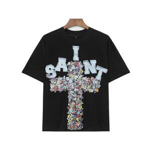 Billionaire Studios Edgy I Sant Cross Graphic Black Tee